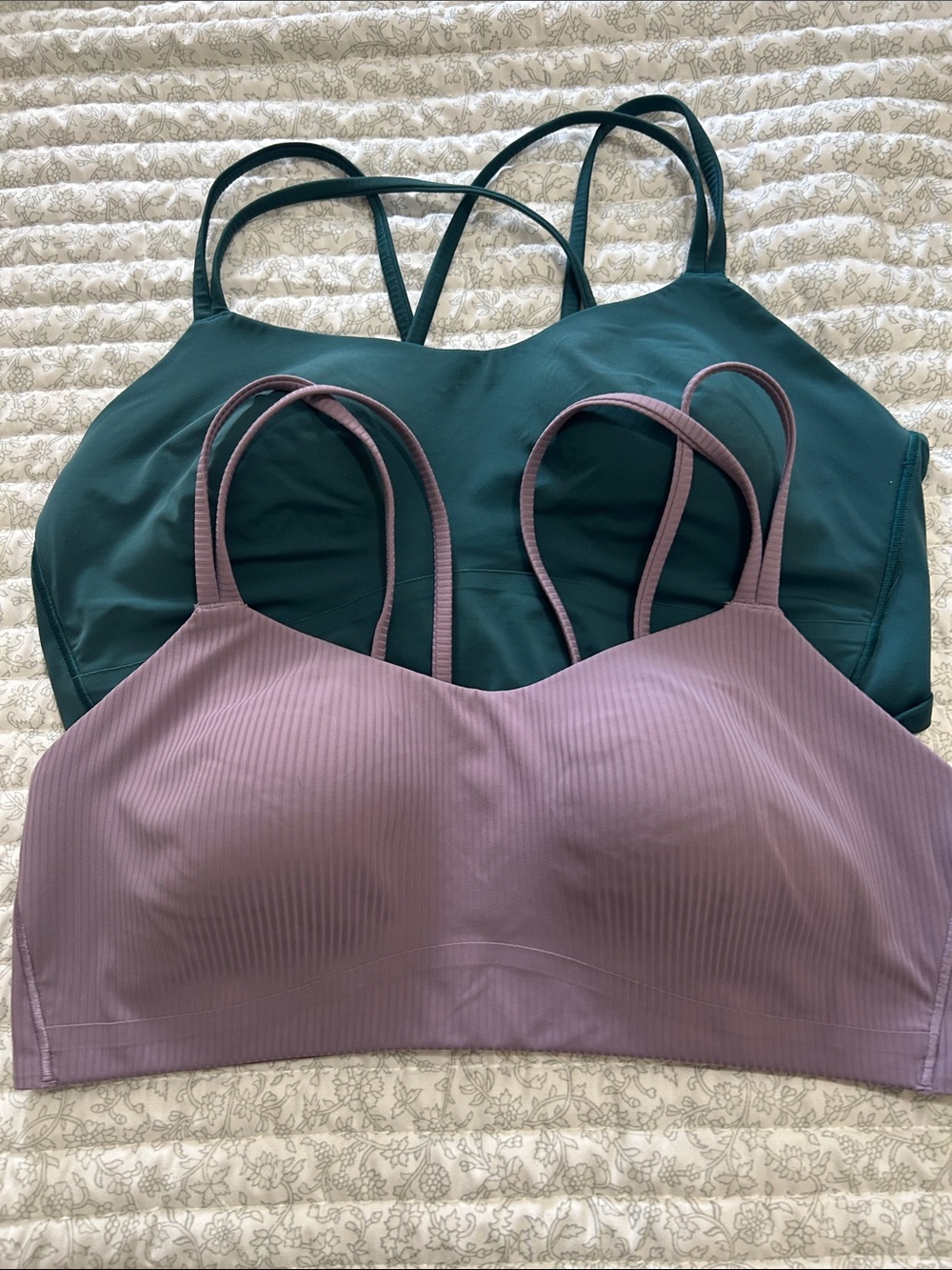 lululemon athletica Double-Strap Sports Bras in Teal & Mauve